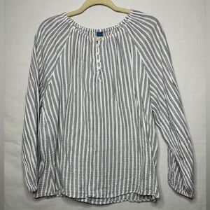 Old Navy White and Gray Striped Blouse